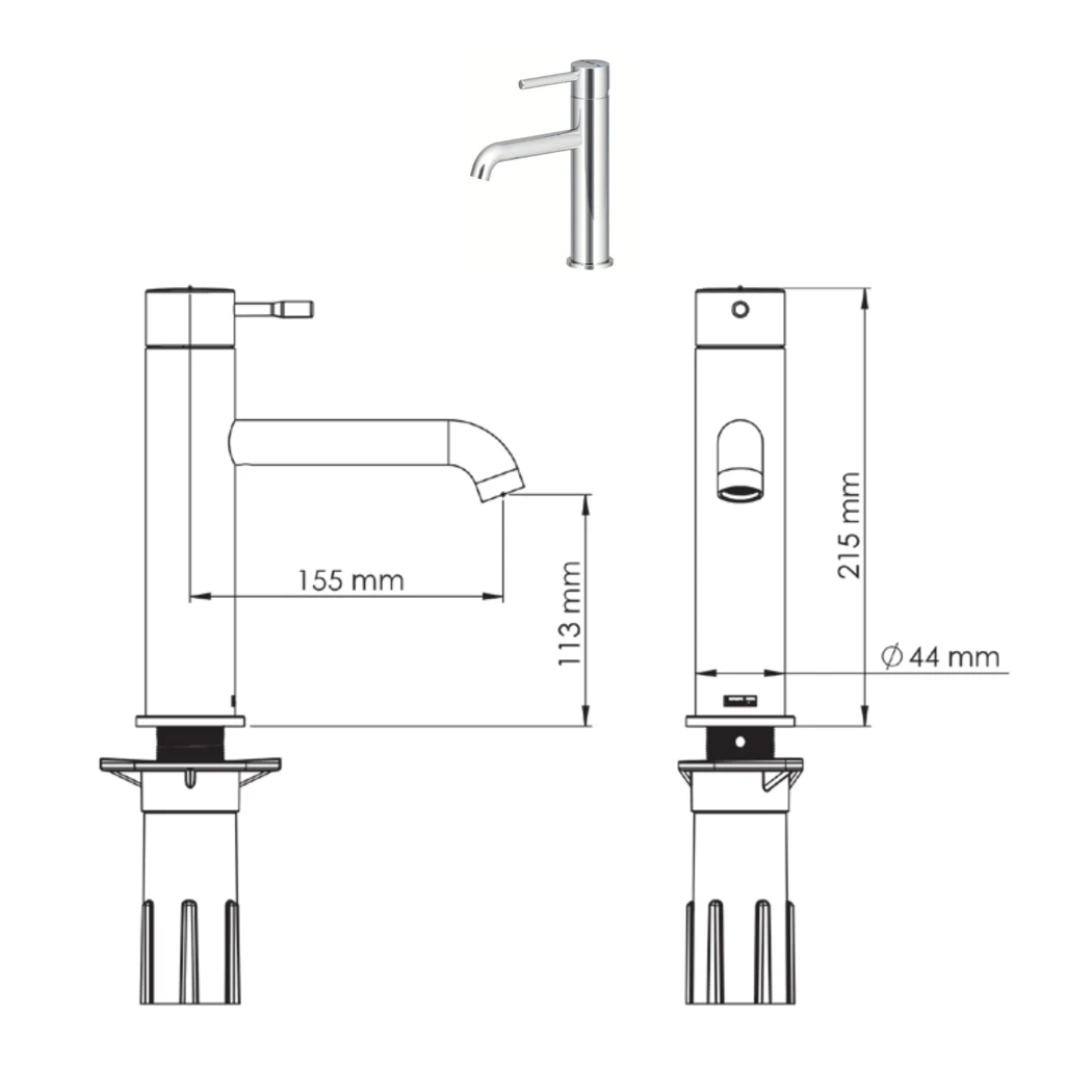 Atlas Leo S Bathroom Sink Faucet technical drawing