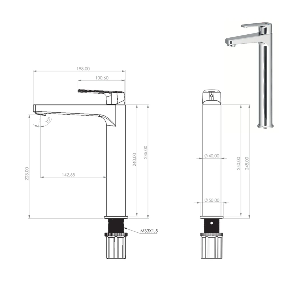 Carmela Leo L Bathroom Sink Faucet technical drawing