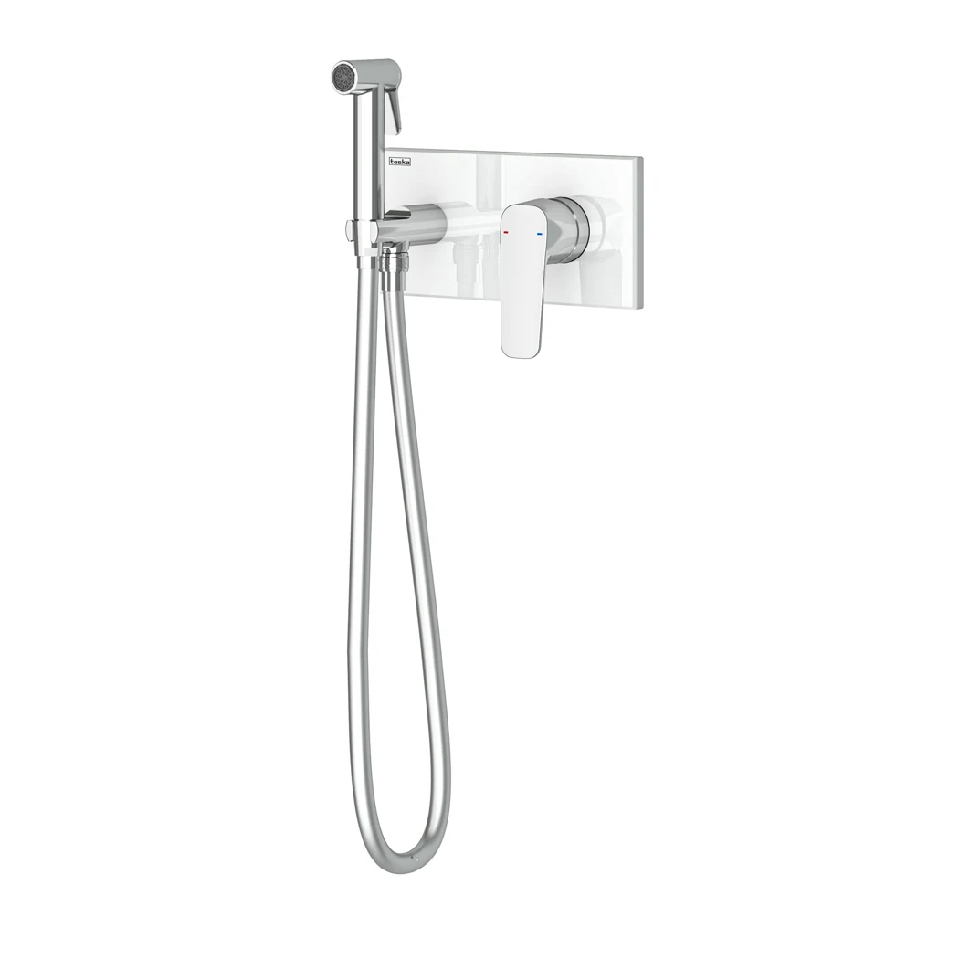 Elsa Shut-off Set - Dual Water Inlet Chrome White Glass