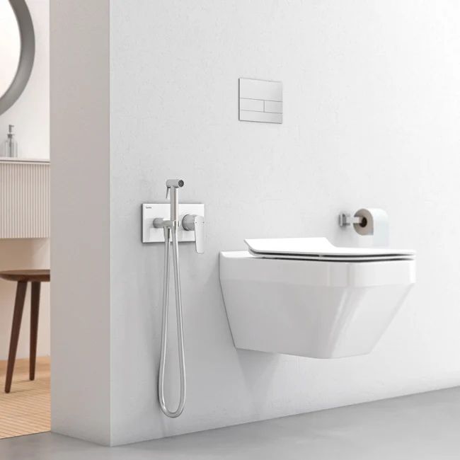 Elsa Shut-off Set - Dual Water Inlet Chrome White Glass — view 2