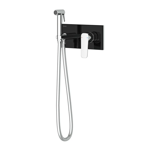 Elsa Shut-off Set - Dual Water Inlet Matte Chrome Black Glass