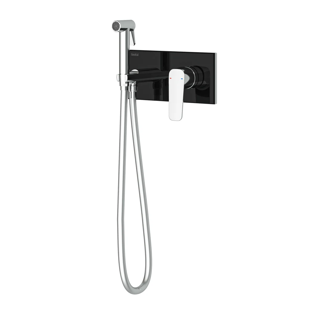 Elsa Shut-off Set - Dual Water Inlet Matte Chrome Black Glass