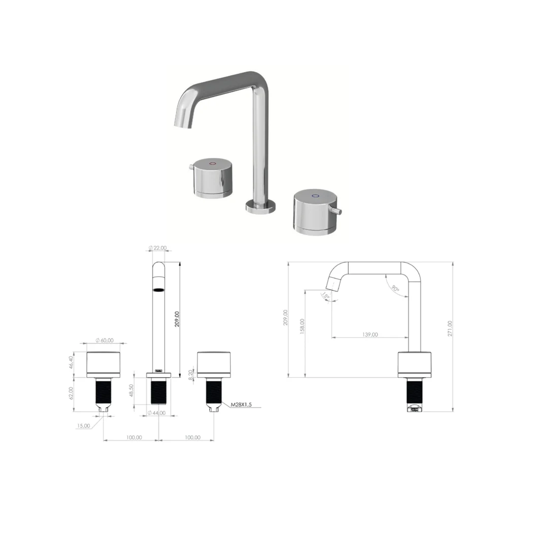 Grande Plus Bathroom Sink Faucet technical drawing