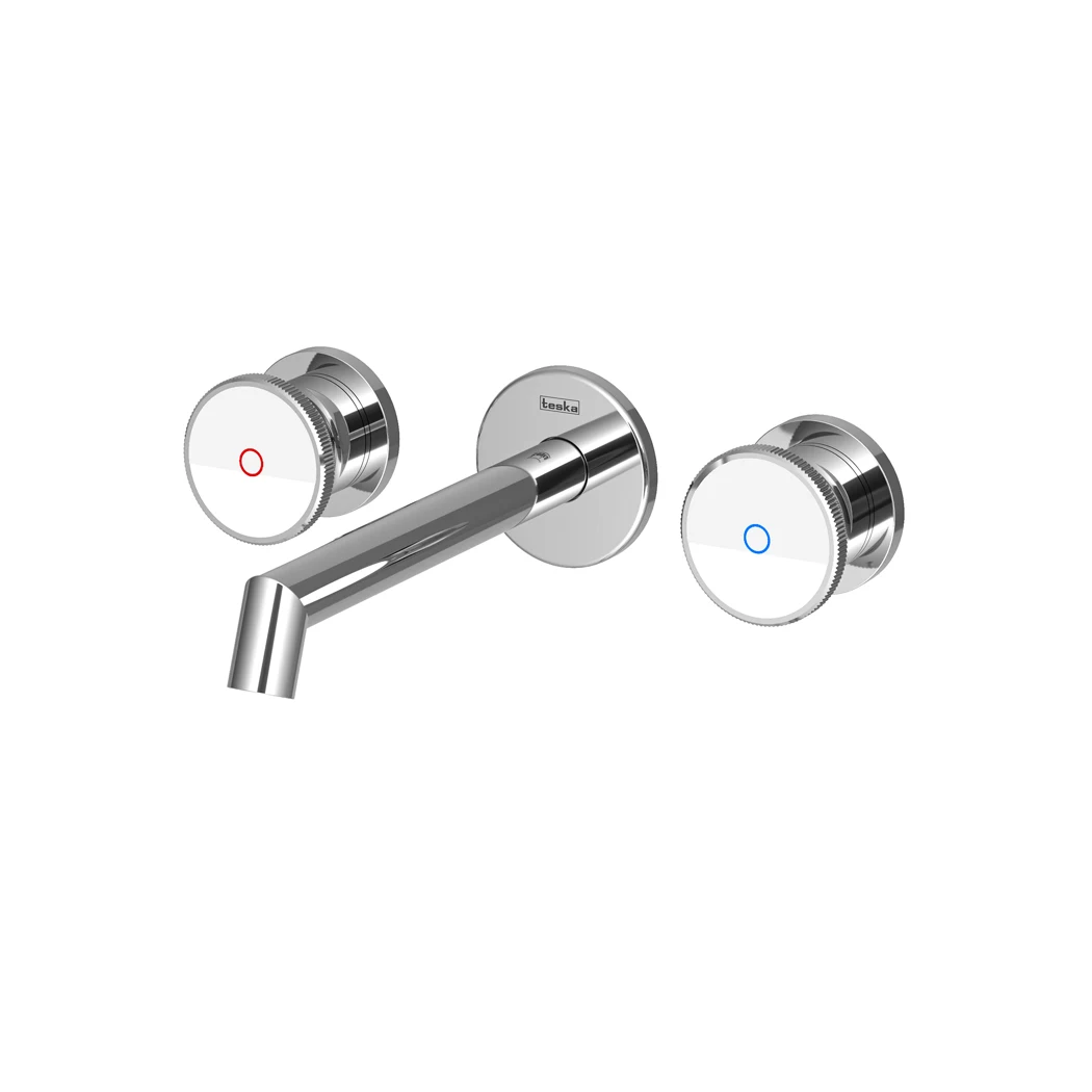 Grande Shine Concealed Bathroom Sink Faucet Chrome White Glass