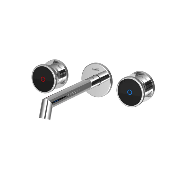 Grande Shine Concealed Bathroom Sink Faucet Chrome Black Glass