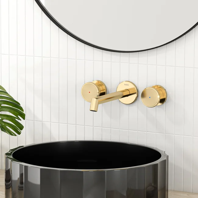 Grande Shine Concealed Bathroom Sink Faucet Chrome Black Glass — view 4