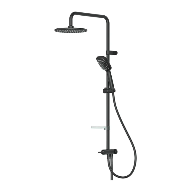 Joy 2 Way Shower Column Round Overhead Matte Black