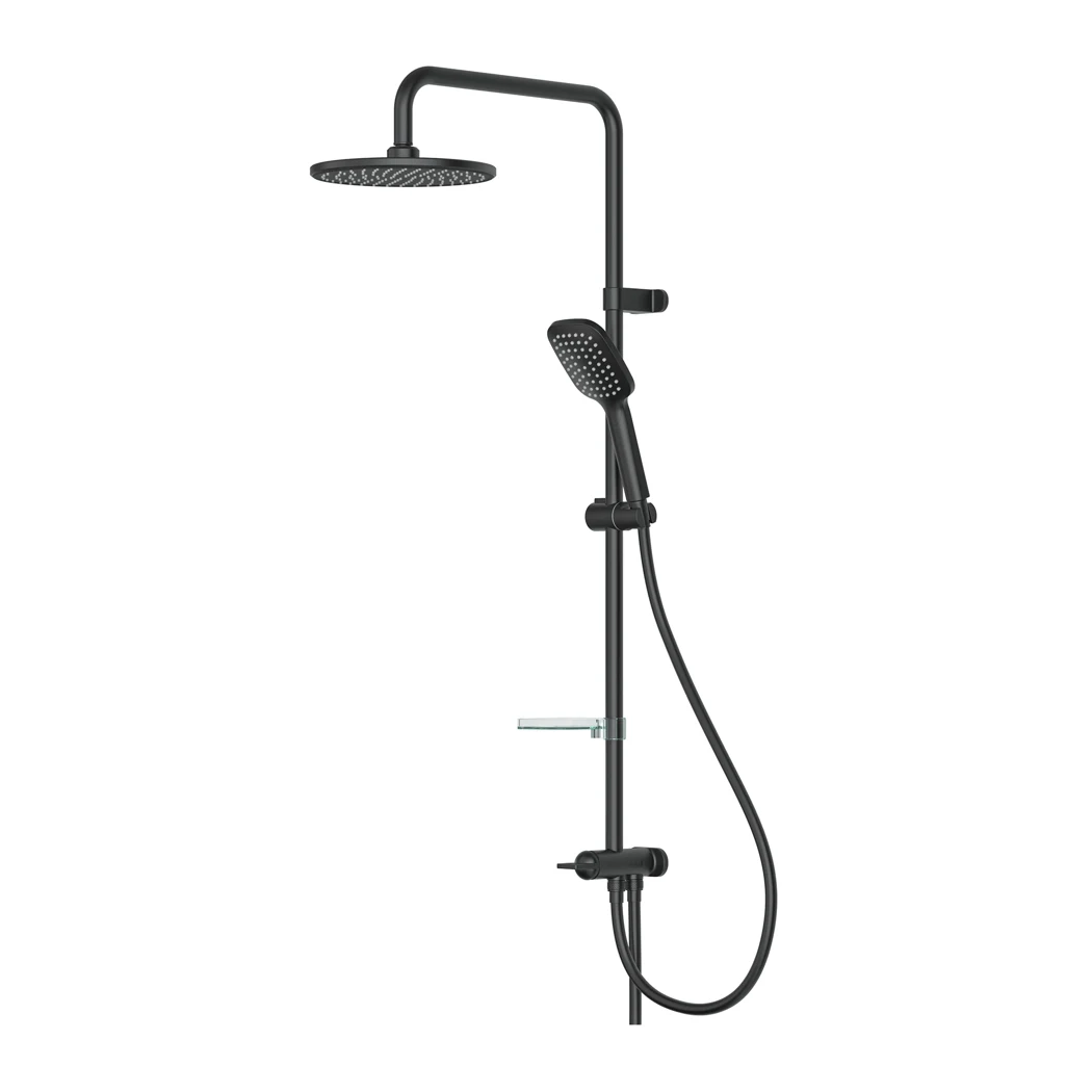 Joy 2 Way Shower Column Round Overhead Matte Black