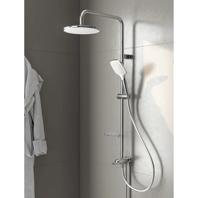 Joy 2 Way Shower Column Round Overhead Matte Black — view 2
