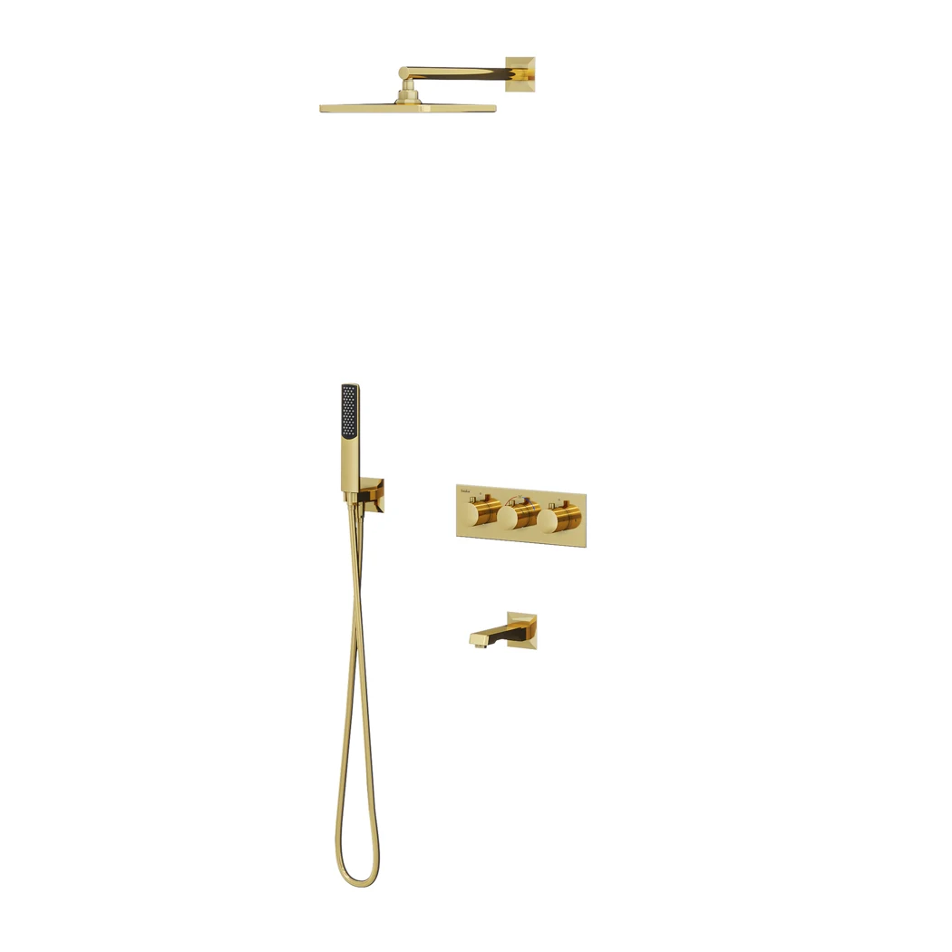 Lande Thermostatic 3 Way Shower System Gold (PVD)
