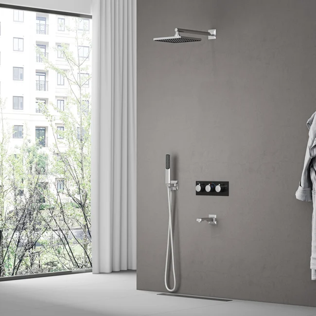 Lande Thermostatic 3 Way Shower System Chrome White Glass — view 2
