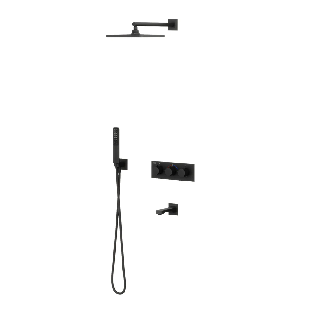 Lande Thermostatic 3 Way Shower System Matte Black