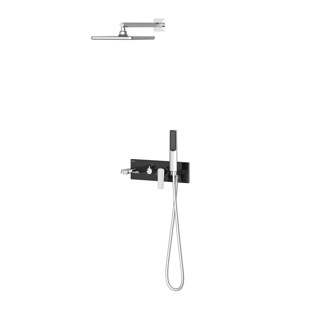 Life Mix 3 Way Shower System Chrome Black Glass
