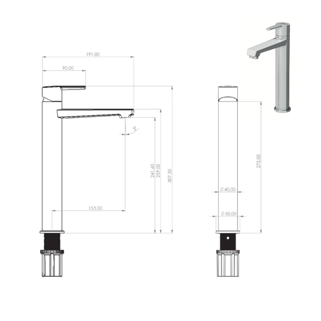 Liva Leo L Bathroom Sink Faucet technical drawing