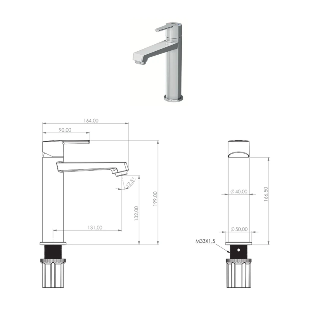 Liva Leo S Bathroom Sink Faucet technical drawing
