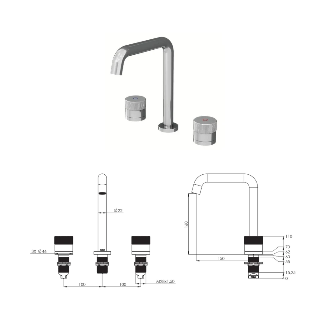 Norma Plus Bathroom Sink Faucet technical drawing