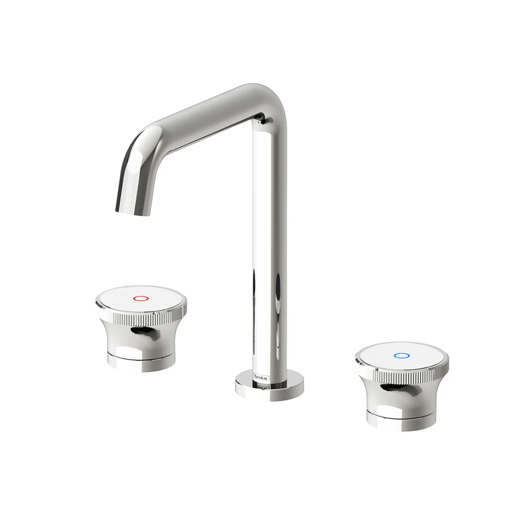 Norma Shine Bathroom Sink Faucet Chrome White Glass