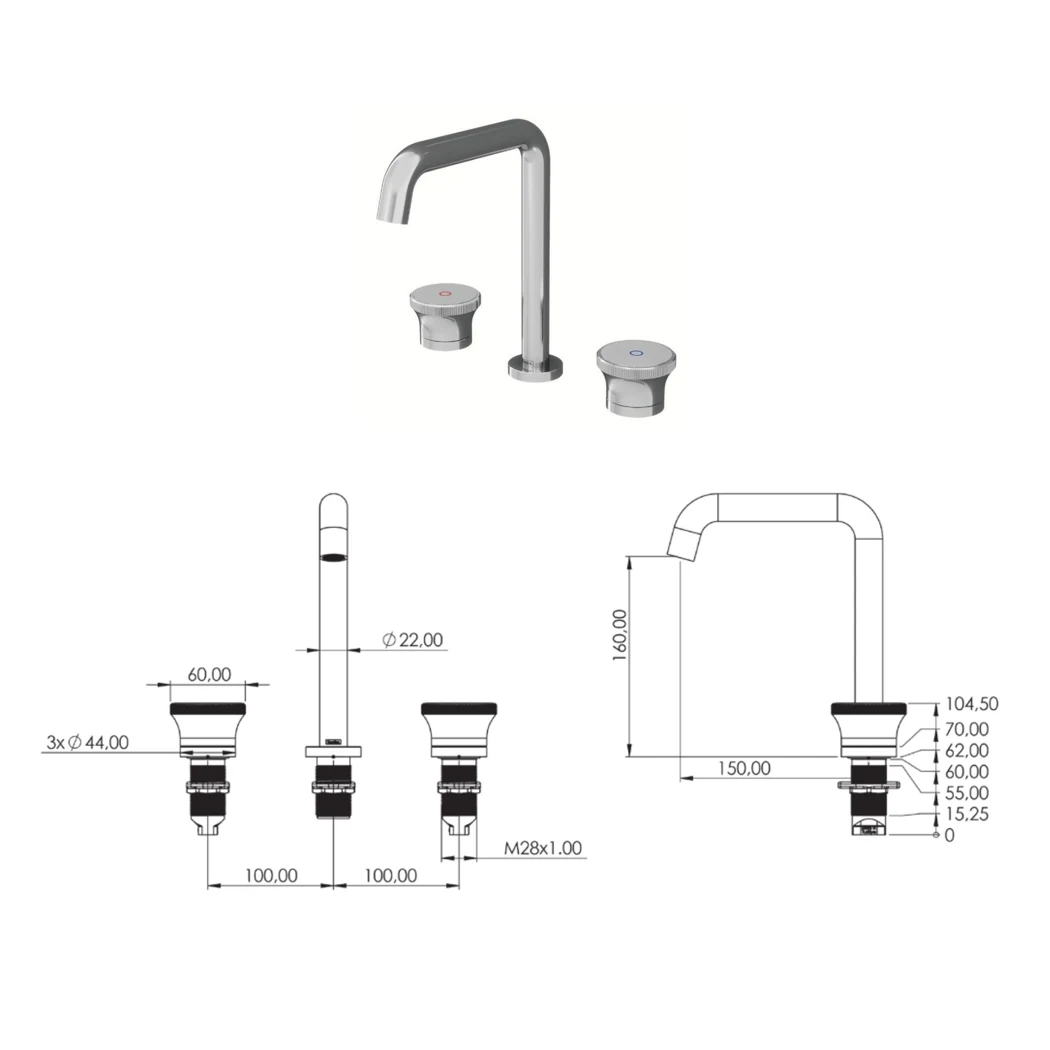 Norma Shine Bathroom Sink Faucet technical drawing