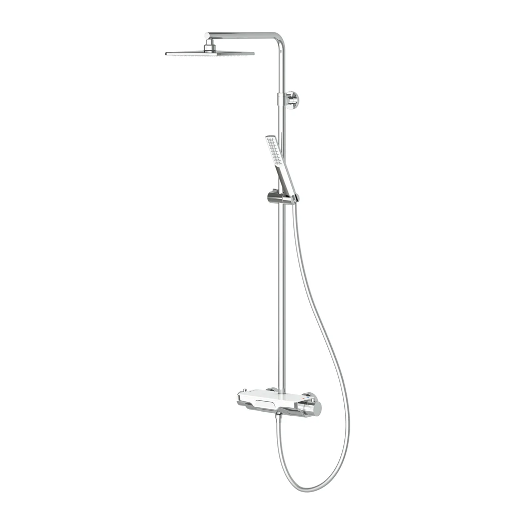 Perla Thermostatic 3 Way Shower System Chrome White Glass