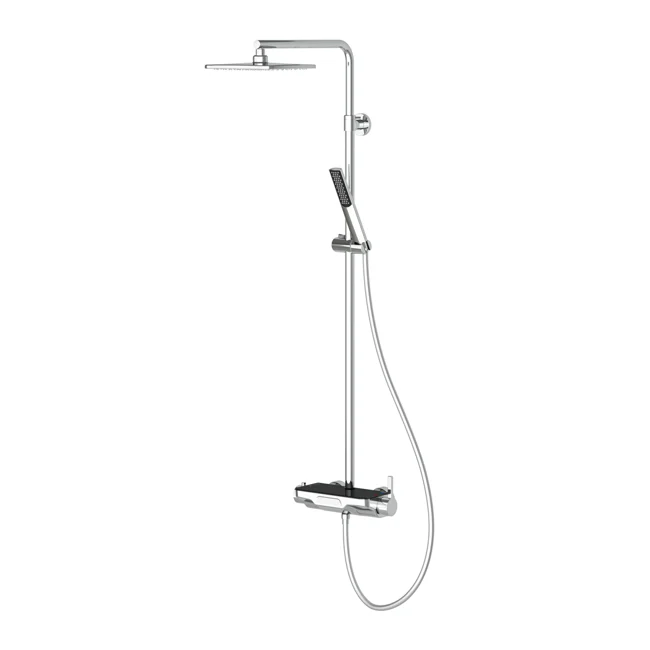 Perla Mix 3 Way Shower System Chrome Black Glass