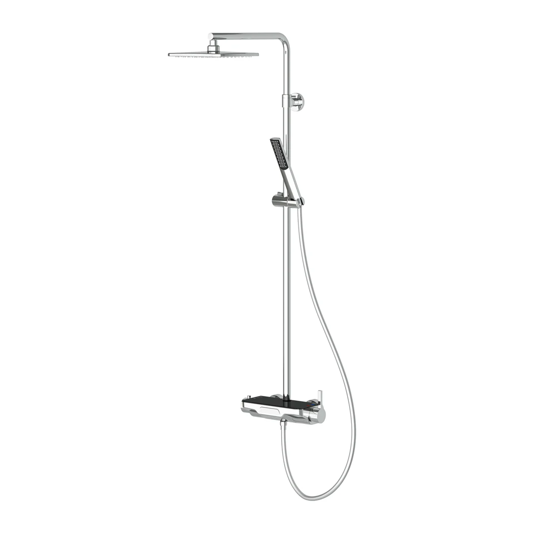 Perla Mix 3 Way Shower System Chrome Black Glass