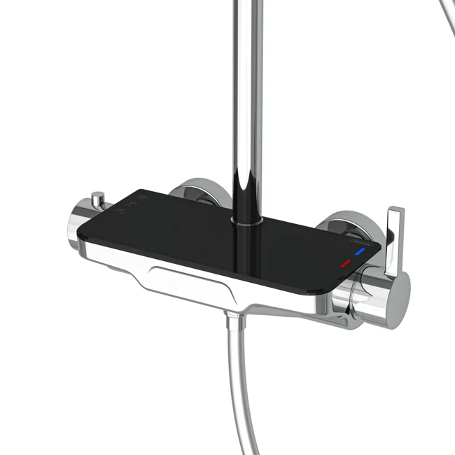 Perla Mix 3 Way Shower System Chrome Black Glass — view 2
