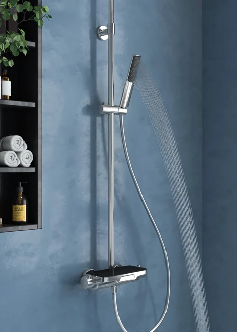 Perla Mix 3 Way Shower System Chrome Black Glass — view 3