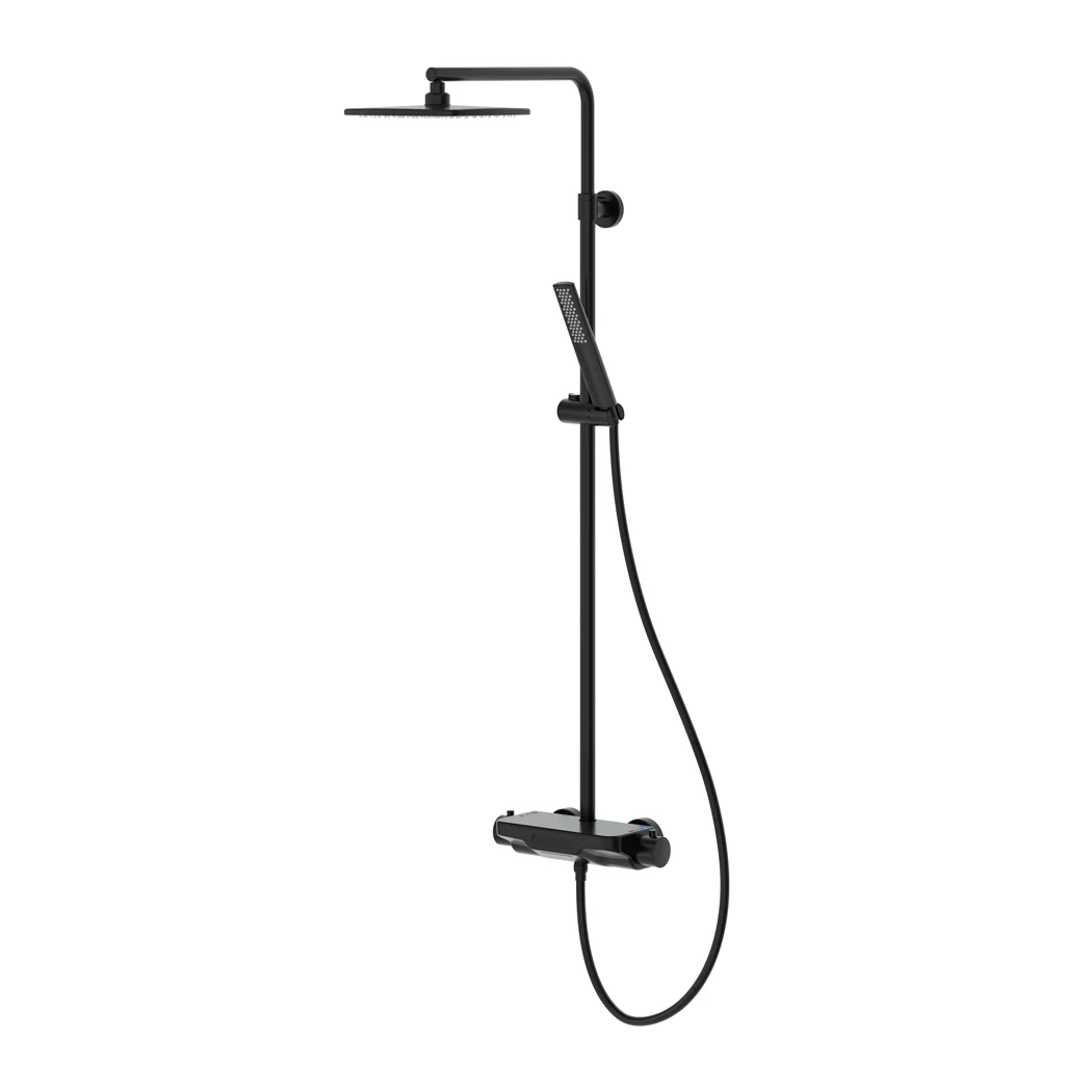 Perla Thermostatic 3 Way Shower System Black