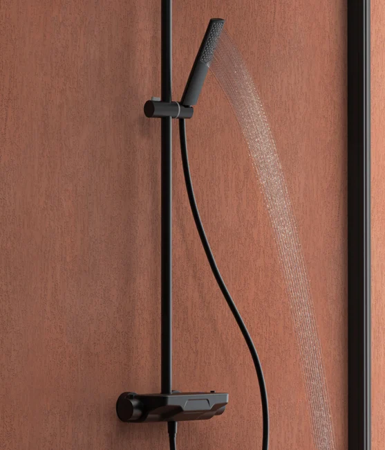 Perla Thermostatic 3 Way Shower System Black — view 3