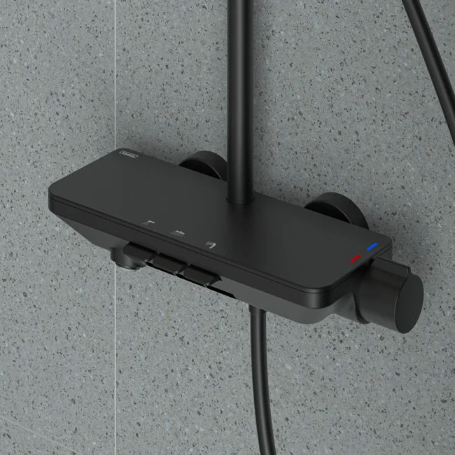 Piano Thermostatic 3 Way Shower System Black — view 3