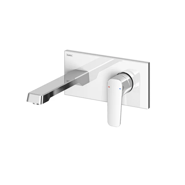 Quasar Concealed Bathroom Sink Faucet Chrome White Glass