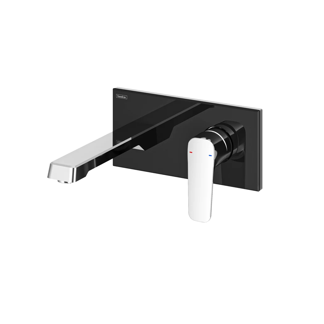 Quasar Concealed Bathroom Sink Faucet Chrome Black Glass