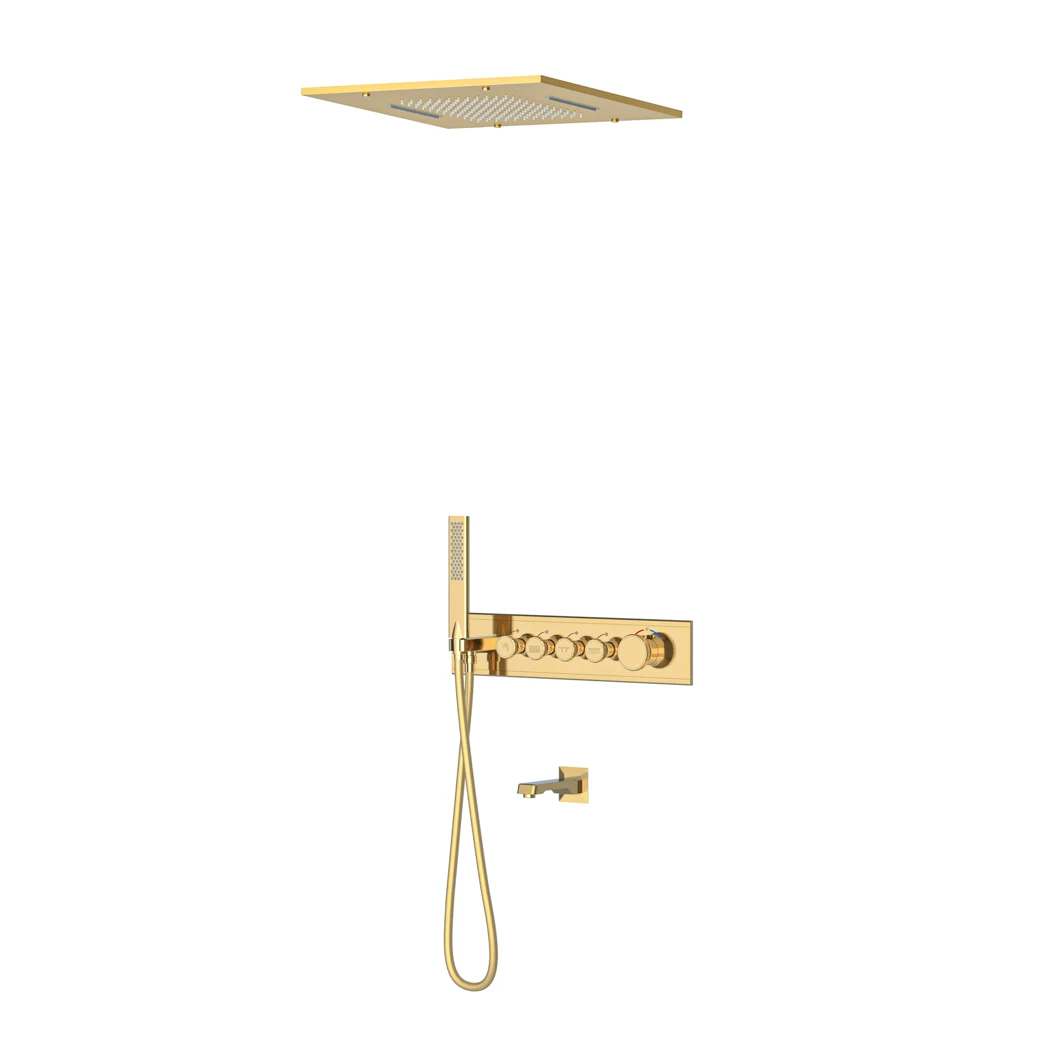 Shine Thermostatic 4 Way Shower System With Spout Gold (PVD)