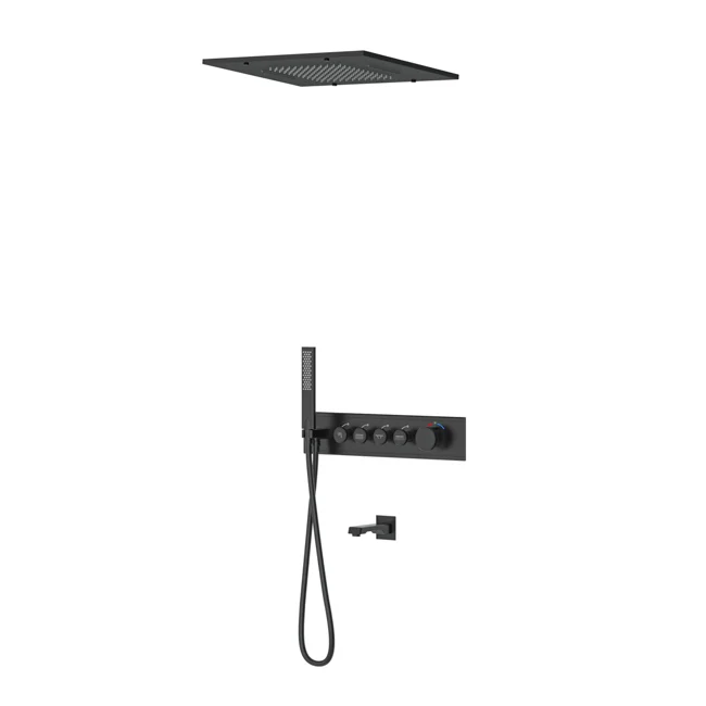Shine Thermostatic 4 Way Shower System With Spout Matte Black