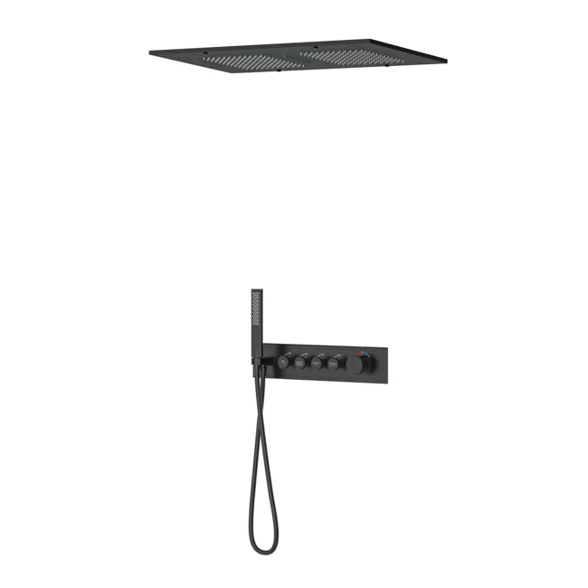 Shine Thermostatic 4 Way Shower System Matte Black