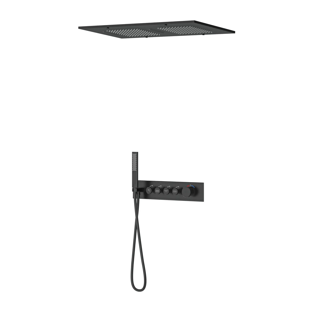 Shine Thermostatic 4 Way Shower System Matte Black