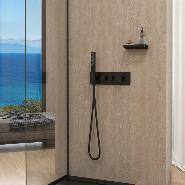 Shine Thermostatic 2 Way Shower System Chrome White Glass — view 2