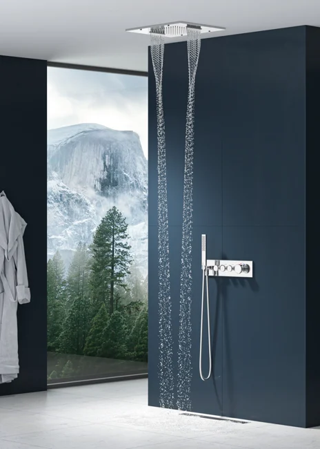 Shine Thermostatic 3 Way Shower System Chrome White Glass — view 2