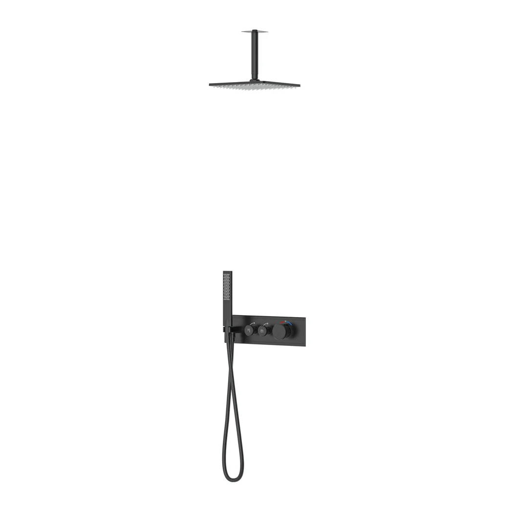 Shine Thermostatic 2 Way Shower System Matte Black