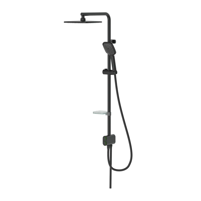 Tena 2 Way Shower Column Square Overhead Matte Black