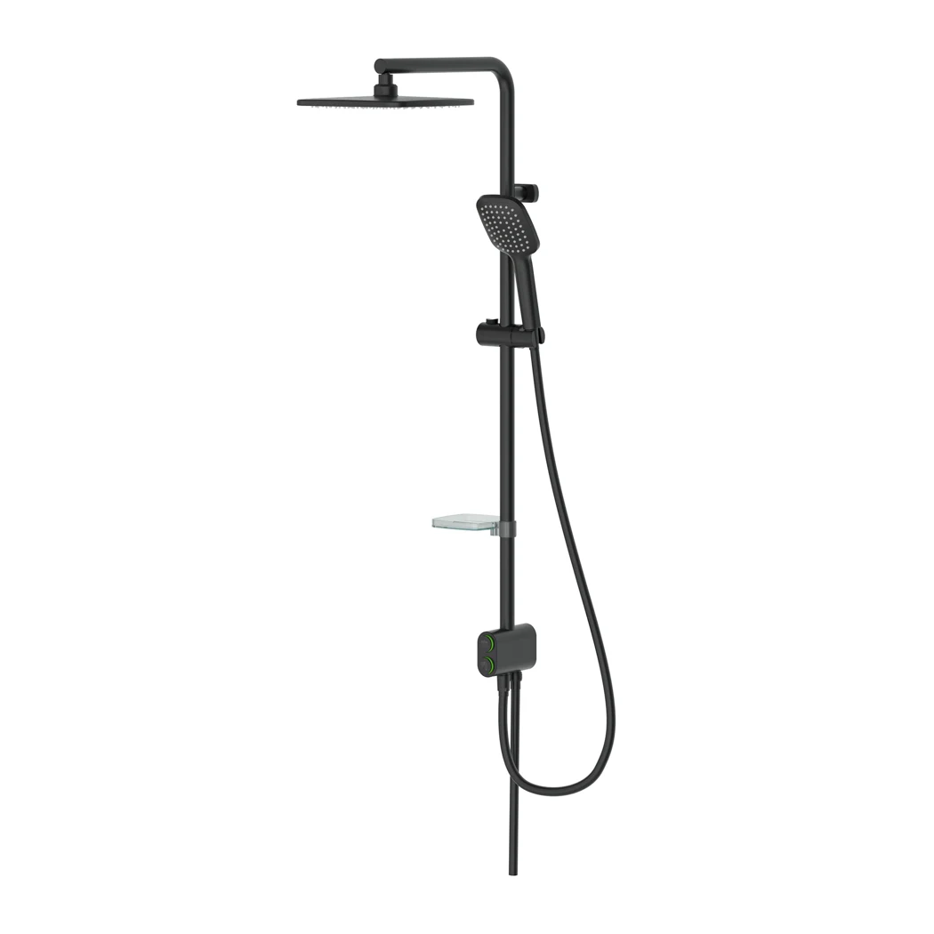 Tena 2 Way Shower Column Square Overhead Matte Black