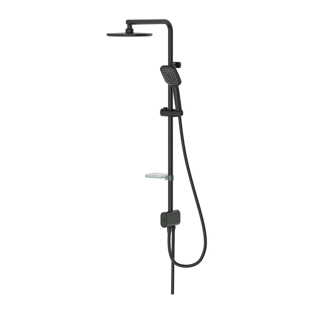 Tena 2 Way Shower Column Round Overhead Matte Black
