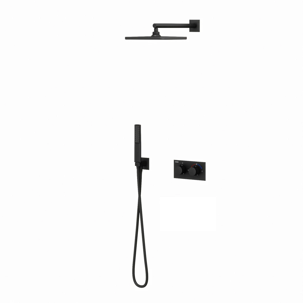 Teona Thermostatic 2 Way Shower System Matte Black